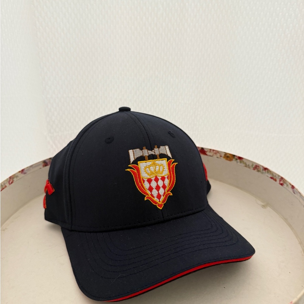 Black Cap with Red and Gold Embroidery